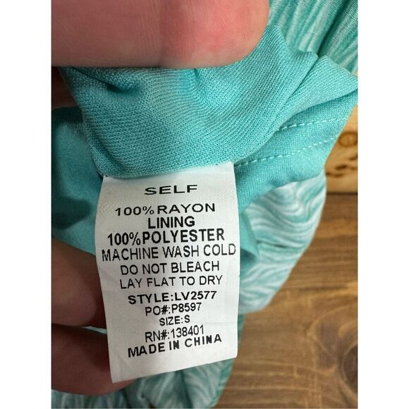 L Love Women's Size Small Chevron Adjustable Strap Neckline Maxi Dress Turquoise - Picture 13 of 16